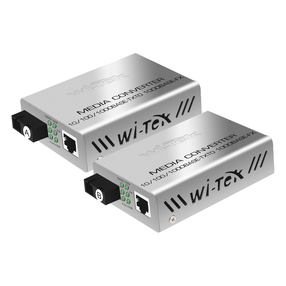 [WIMC101G] Convertidor de medios / Hasta 25 Km / 1 puerto SC/UPC 1000Mbps / 1 puerto RJ45 1000Mbps / WL: Tx 1310nm - Rx 1550nm / incluye 2 piezas A y B - WI-TEK WIMC101G