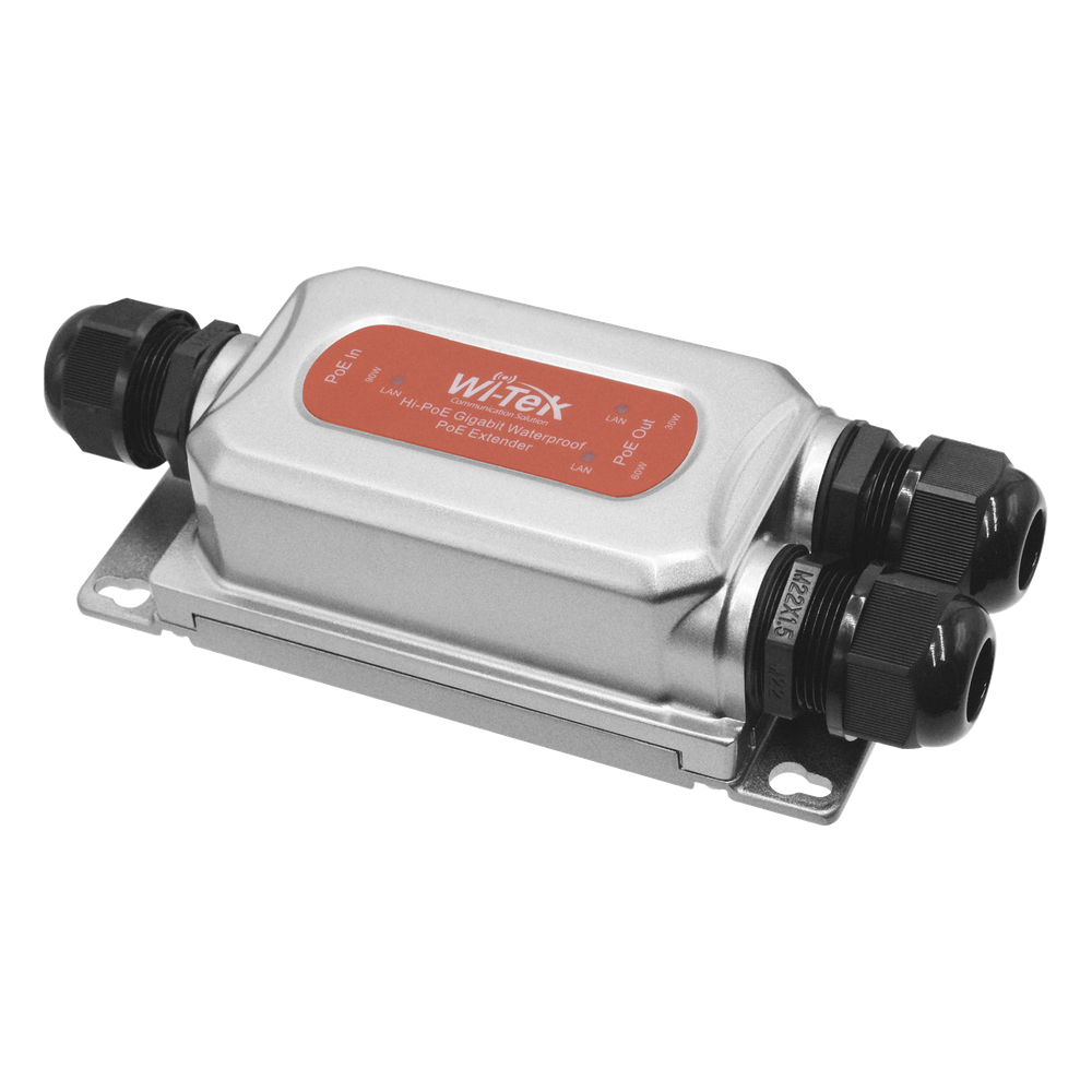 [WIPOE22EO] Extensor PoE para exterior / Entrada PoE de 90W y 2 salidas PoE de 60W y 30W / Protección IP68 / Ideal para Aplicaciones de CCTV - WI-TEK WIPOE22EO