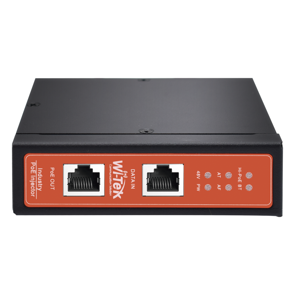 [WIPOE58BTIDC] Inyector PoE Industrial / DC entrada 12-57V / PoE salida de Hasta 90W / Carcasa de Metal / Riel DIN / Aplicaciones CCTV - WI-TEK WIPOE58BTIDC