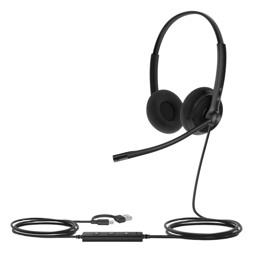 Diadema USB Yealink UH34 Lite Dual con Almohadillas de Esponja y Certificación Microsoft Teams - YEALINK UH34-LITE-DUAL-TEAMS-USB-C-A