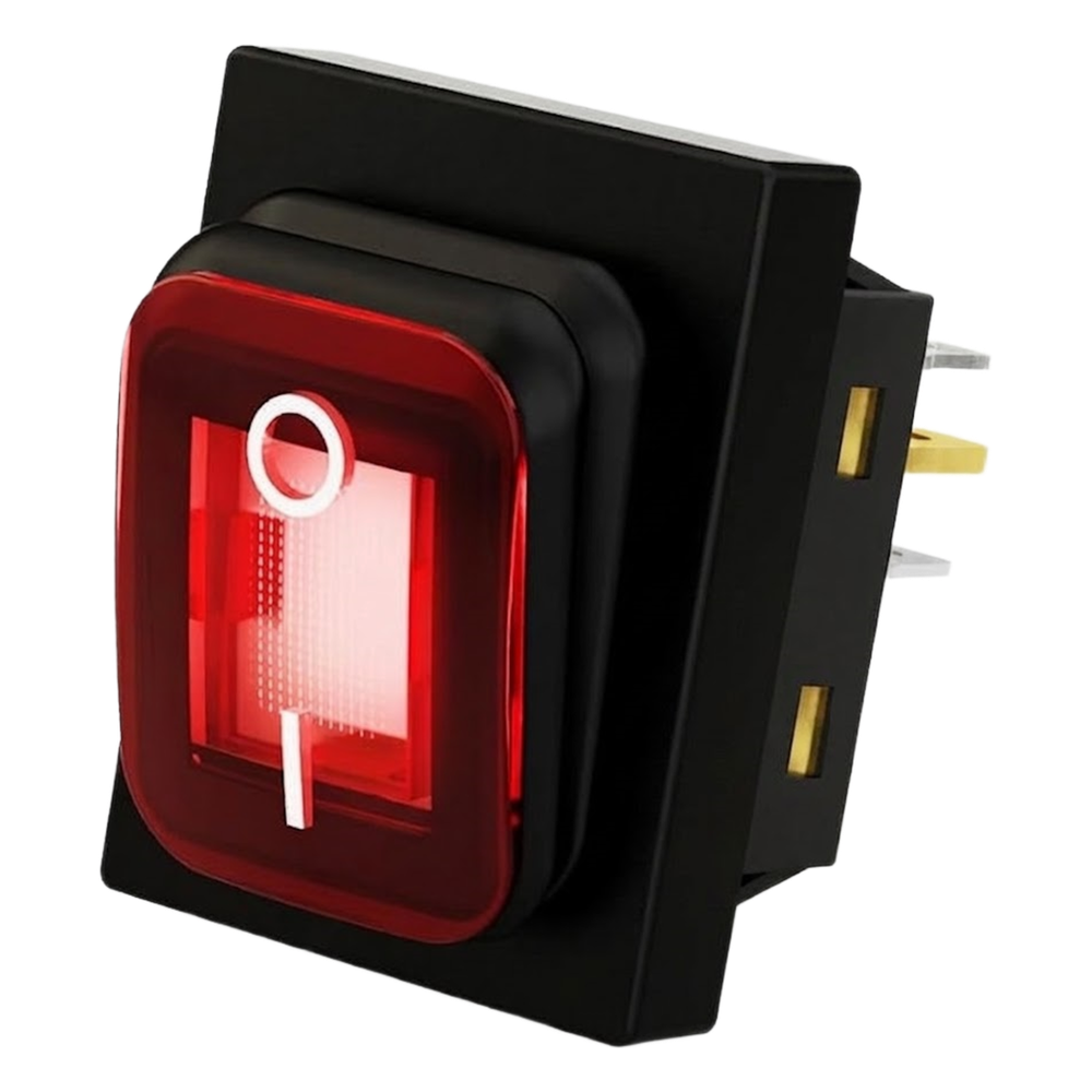 [APB-03121-R] Interruptor tipo Switch con Led Color Rojo / IP65 / Diseño Industrial / NO, COM, NC / Terminales tipo F1