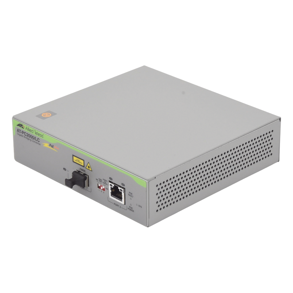 Convertidor de medios Gigabit Ethernet PoE+ a fibra óptica, conector LC, multimodo (MMF), distancia hasta 550 m