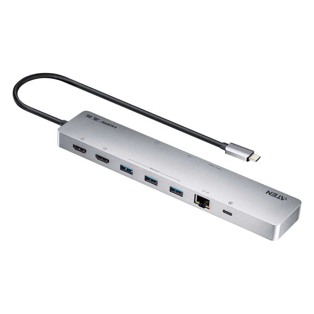 [UH3240] Dock Multipuerto USB-C | 11 en 1 | 8K Single o Dual 4K | PD 100W | USB 3.2 Gen 1 | Ethernet Gigabit | SD MicroSD | Aluminio