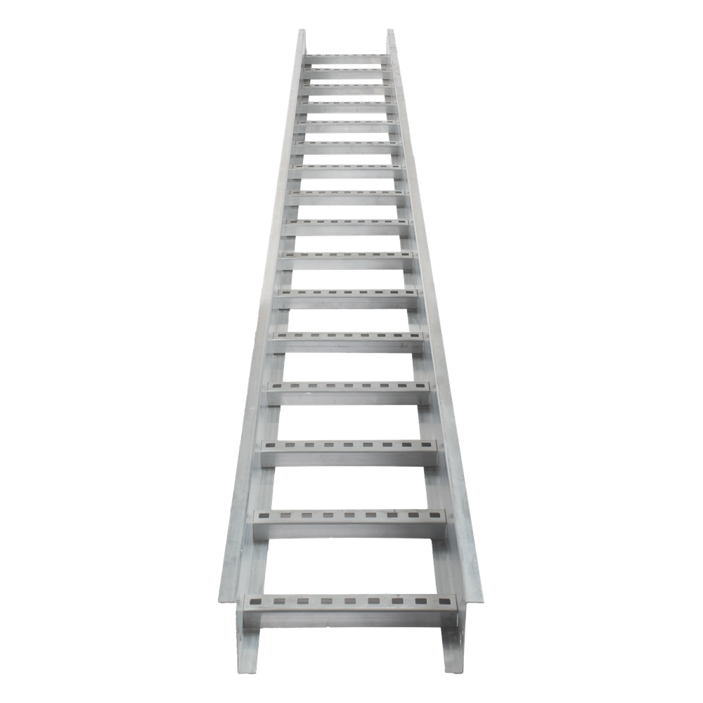 Escalera de Aluminio Portacables / Perfil Z / Peralte 3 1/4" /Paso 9" / Ancho 9" / 3.66 metros / Capacidad Máx. 205 Cables / Incluye Cople Union y Tornillería