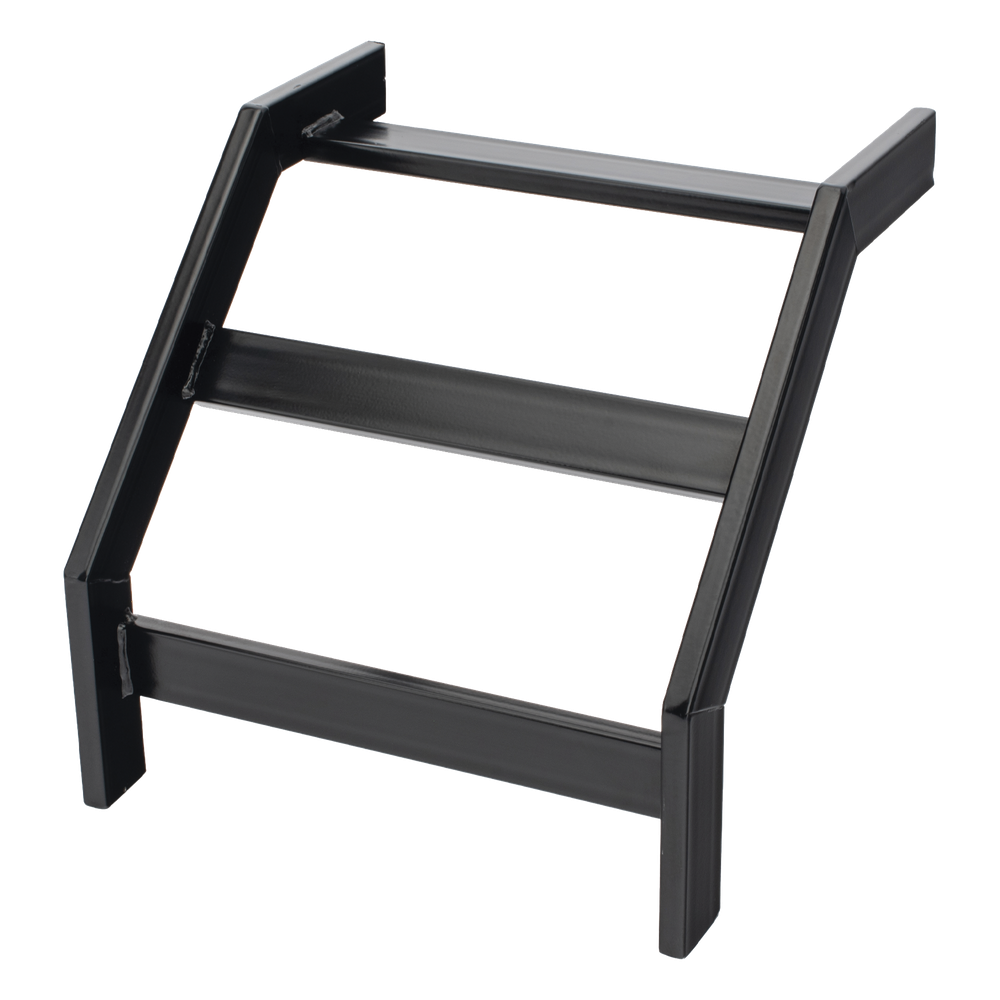 Curva Vertical Exterior de 90° para Escalera Tubular de 1.5" de Peralte y 12" de Ancho, Acabado con Pintura Epóxica Color Negro, Incluye Coples y Tornillería