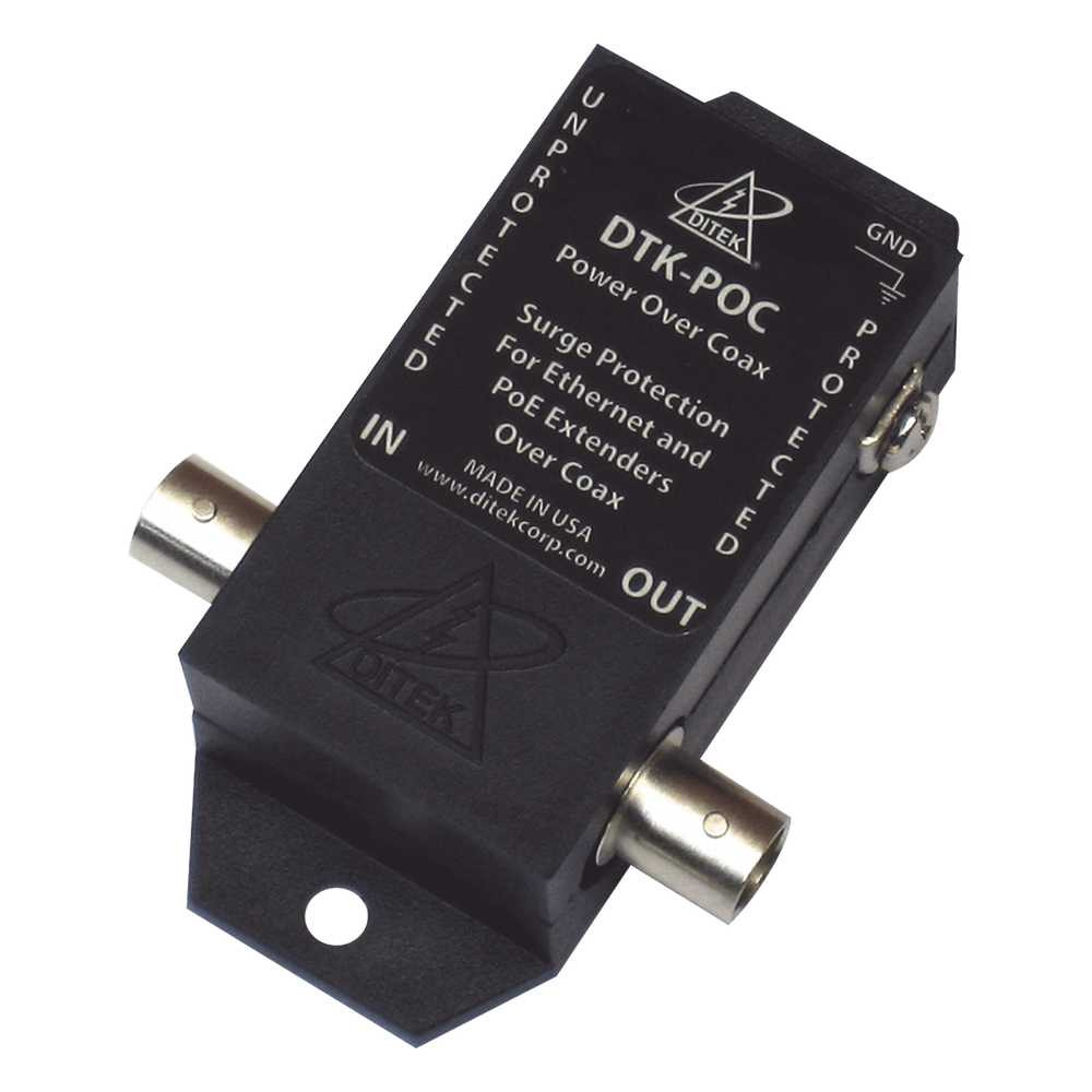 [DTKPOC] Protector Coaxial PoE / BNC Hembra / 75 Ohms / Ethernet 10/100 / Cámaras IP y Extensores
