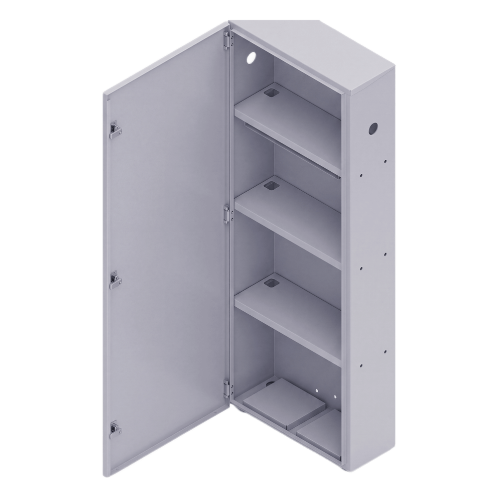 [GBP04] Gabinete para instalación de 4 Baterías , Fabricado en Lámina Galvanizada, Accesorios para poste (No incluidos)