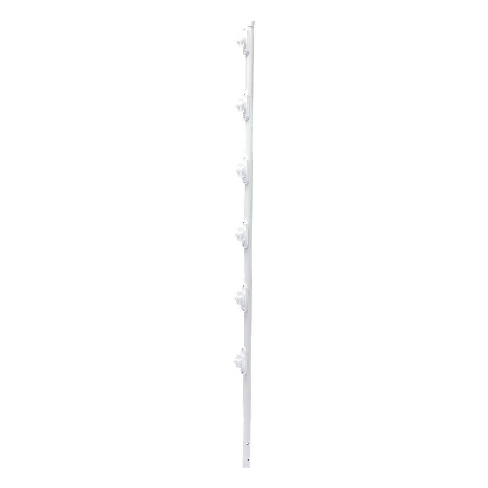 Poste con 6 Aisladores de PASO para Cerca Electrificada. Tubo Galva. de 1.4m, cal. 18 de 1" Diam. + Pintura Blanca.