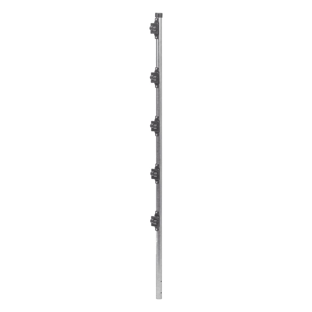 [SYS-POST-3] Poste de Paso de 1.2m para Cerca Electrificada.Tubo Galvanizado cal. 18 de 1"Diam. con Tapón y 5 Aisladores Instalados.