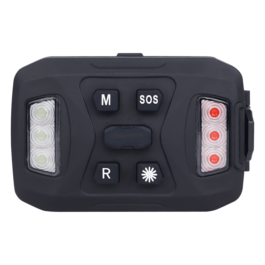 Luz Auxiliar Recargable, 26 LEDs, Rojo/Azul/Blanco, Incluye Clip y Base Magnética