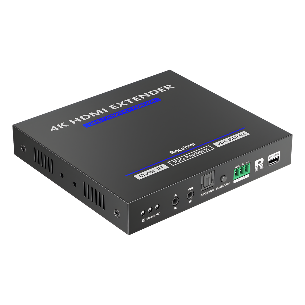 Receptor Compatible para Kits TT592 | Resolución 4K@60Hz | Cat 5e/6 | Distancia de 100 m | IPCOLOR | Control IR | Cero Latencia | Compatible con Switch Gigabit.