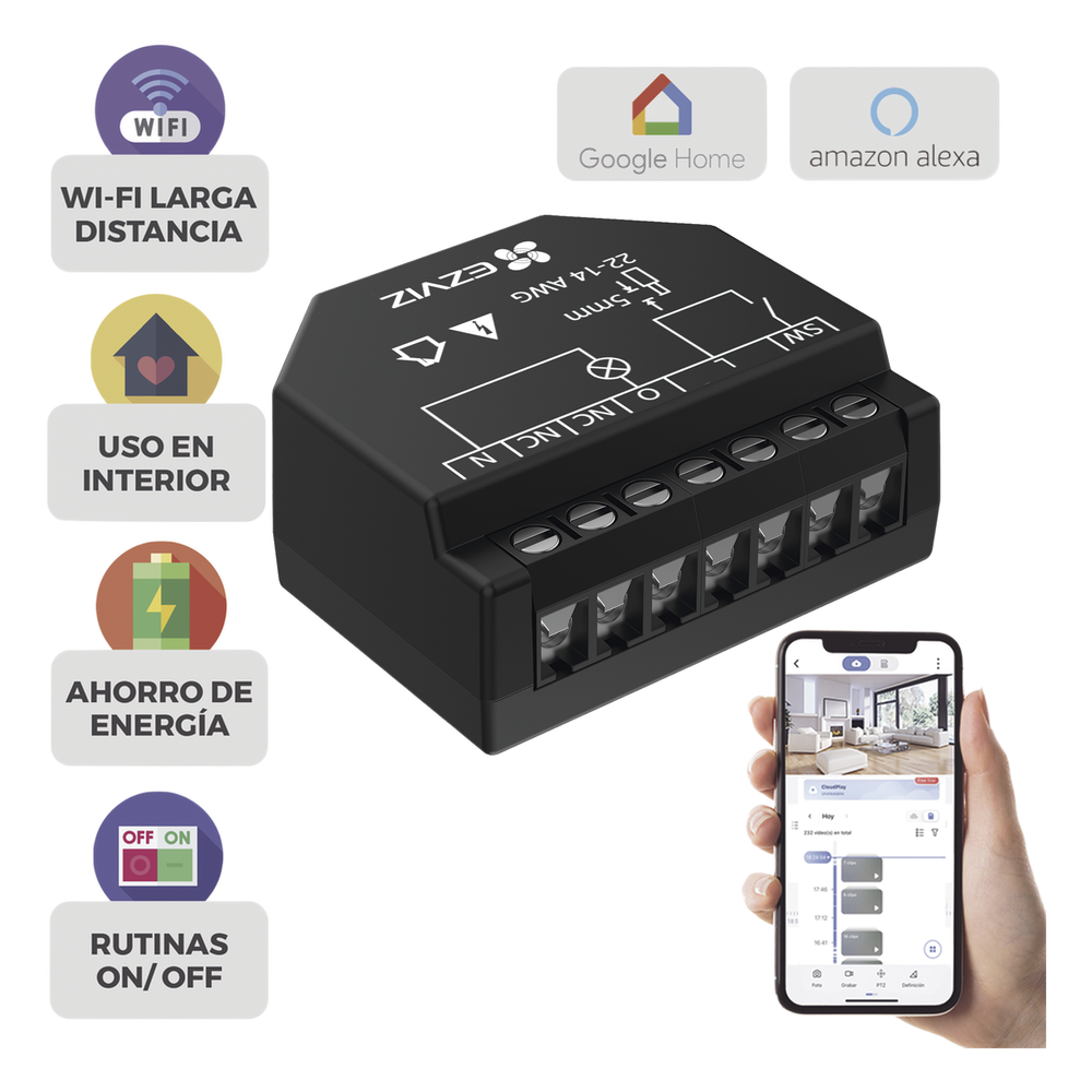 Relevador Wi-Fi Inteligente EZVIZ CS-T35 – 1 Salida para un Apagador