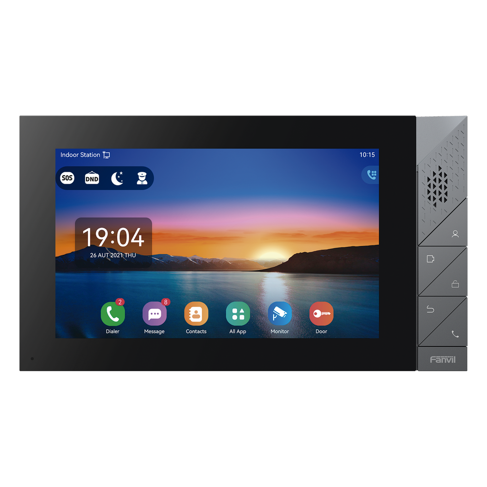 Monitor IP/SIP para interior con Android, Wi-Fi, Bluetooth, pantalla táctil de 7", audio de 2 vías, PoE, 8 interfaces de entrada de alarma.
