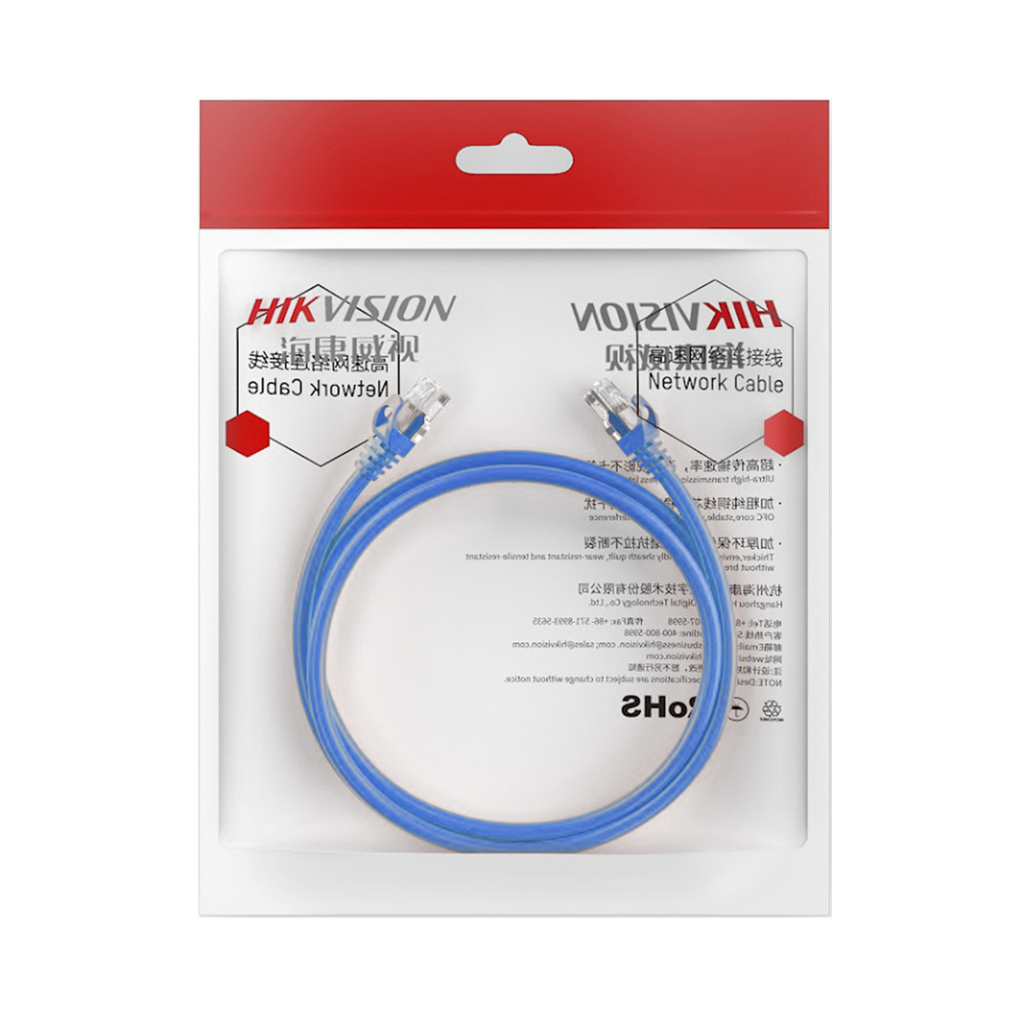 Cable de Parcheo (Patch Cord) HIKVISION DS-1NP6UEC0-100-B – Cat. 6 (24 AWG)