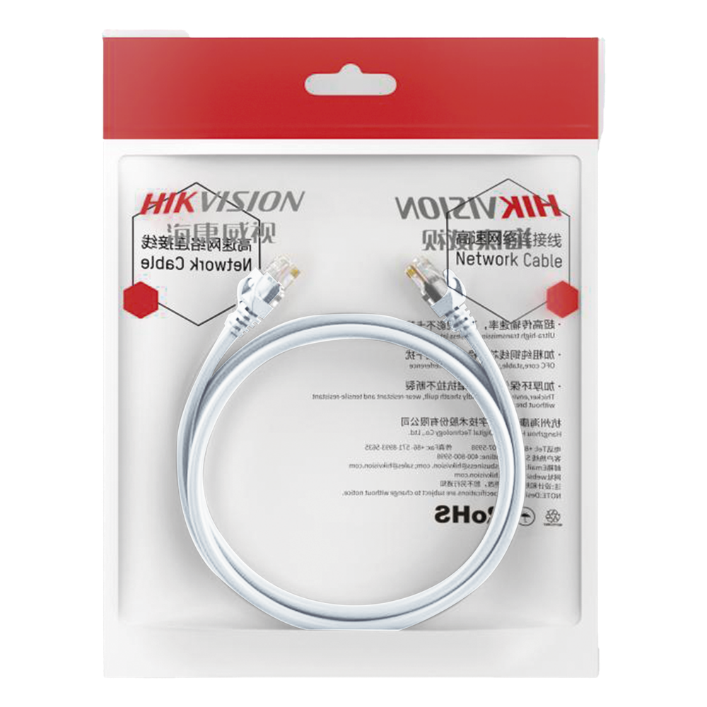 Cable de Parcheo (Patch Cord) HIKVISION DS-1NP6UEC0-100-W – Cat. 6 (24 AWG)