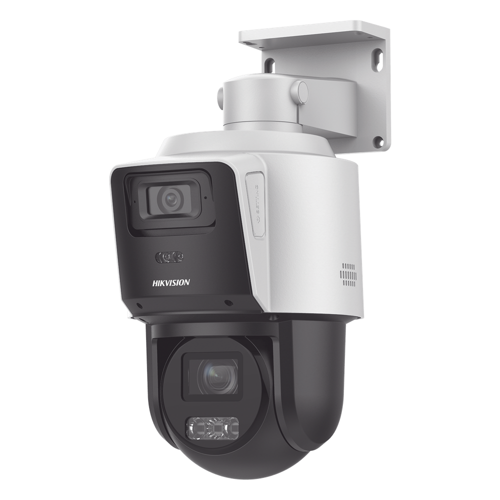 [TandemVu] PTZ IP 4 Megapixel con Cámara Panorámica 4 Megapixel / 4X Zoom / Dual Light (40 mts IR + 30 mts Luz Blanca) / ACUSENSE / IP66 / PoE+ / Audio de Dos Vías / Micro SD / Incluye Base para Techo o Pared