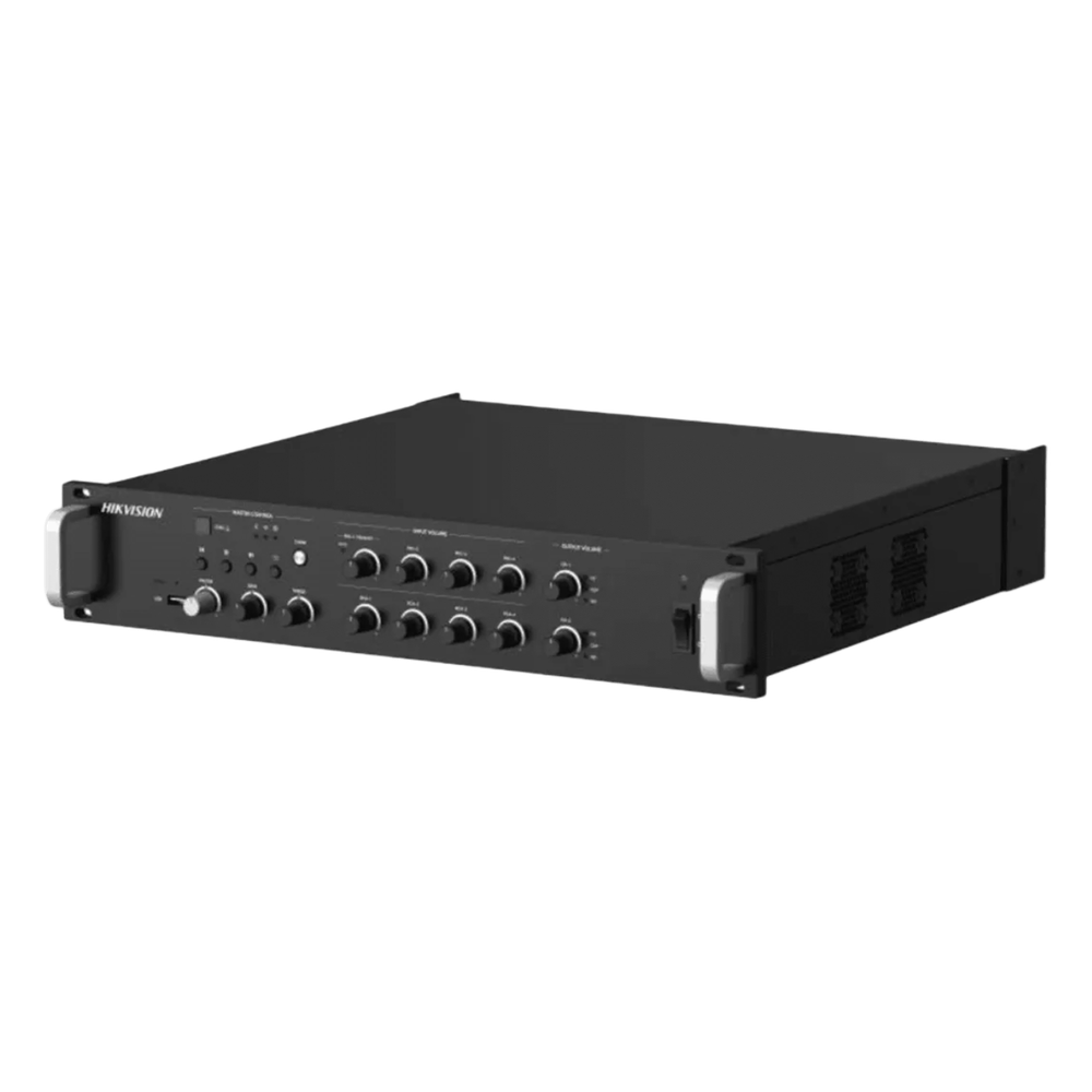 Amplificador de audio | 2 zonas de 250W | 100V/70V | Calendarización de eventos | Biblioteca de Materiales de Audio | Entrada de Alarma