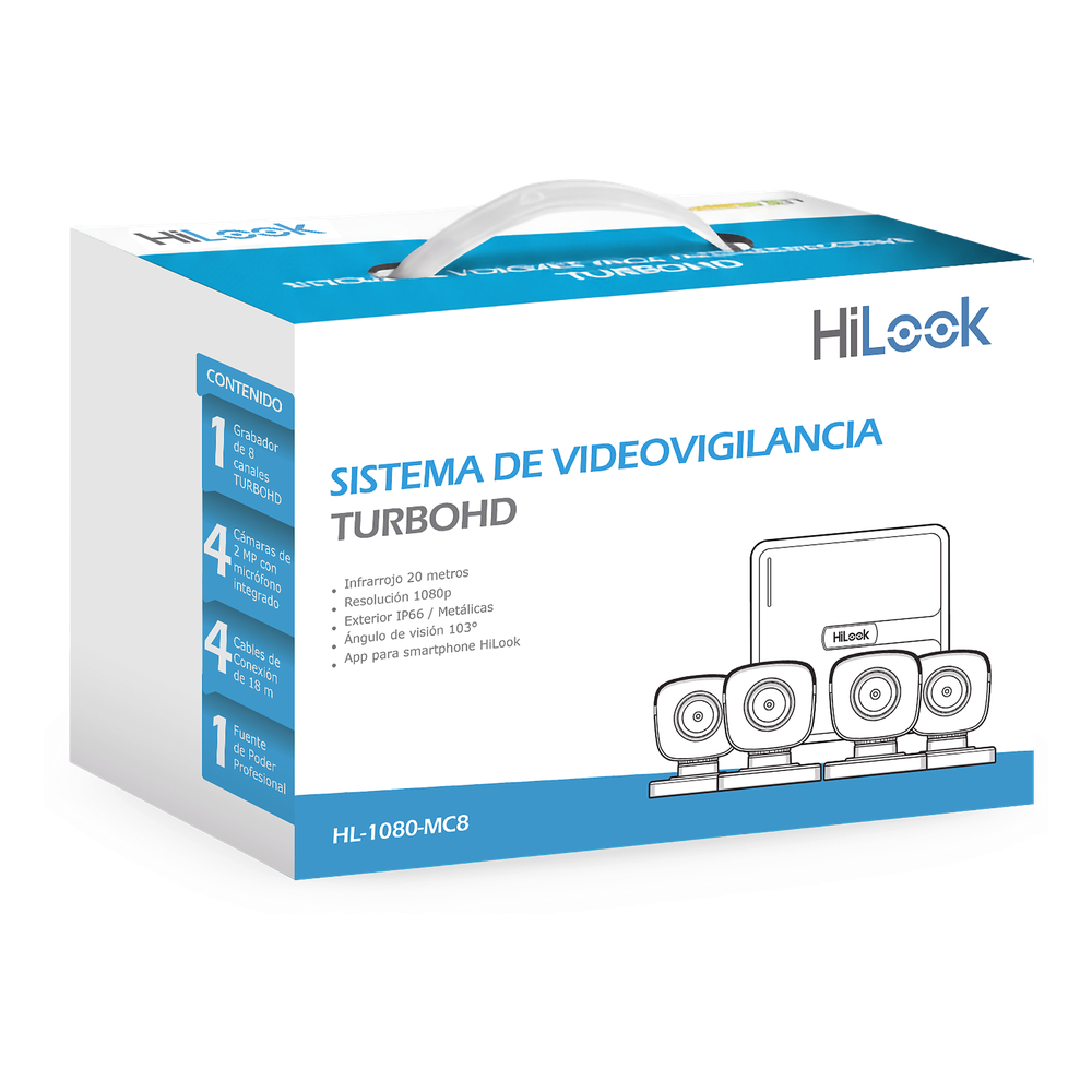 [HL-1080-MC8] KIT TurboHD 1080p HiLook HL-1080-MC8 – DVR 8 canales con H.265+