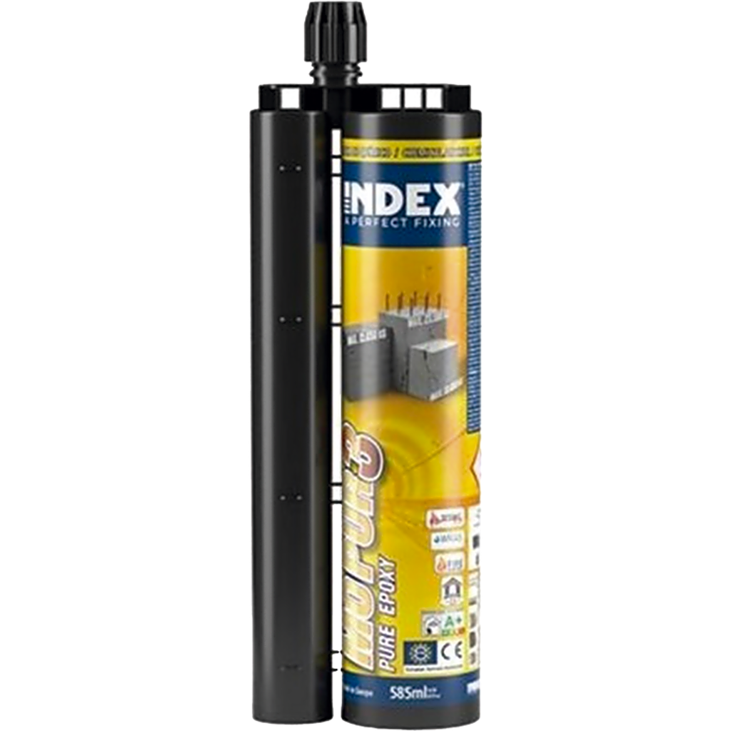 Resina Epoxico Puro 3:1 para Concreto Fisurado y Armado, Taladros Inundados, Vibraciones y Aplicaciones Estructurales / Curado Lento / Para Cargas Sísmicas Categoría C1 y C2 / Contenido 585 ml.