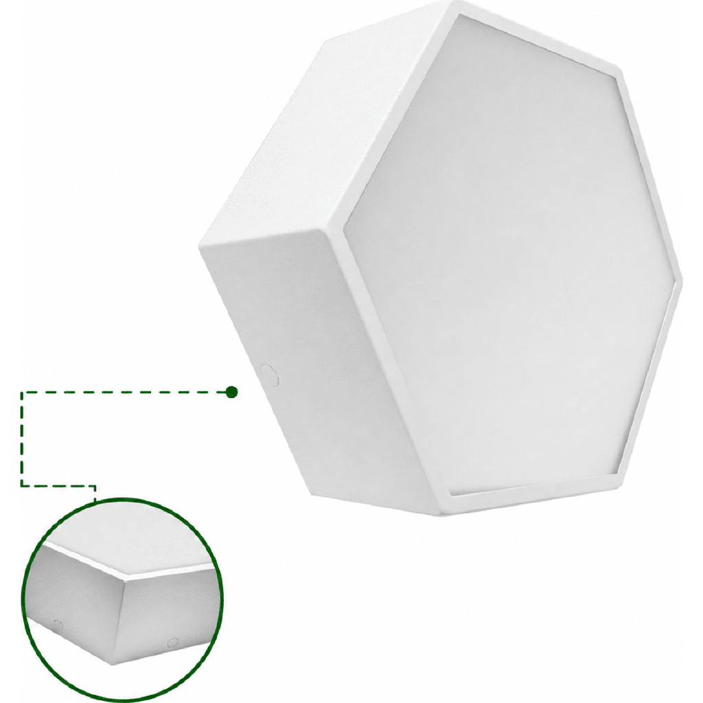 Lampara LED Poligonal de 18 W / 1 800 lm / 127-265V~50/60Hz / Acabado Blanco Mate / Angulo de Luz 140° / Dimensiones 230 x 60 mm (Largo y Alto) / Sobreponer /Luz Fría 6 500 K