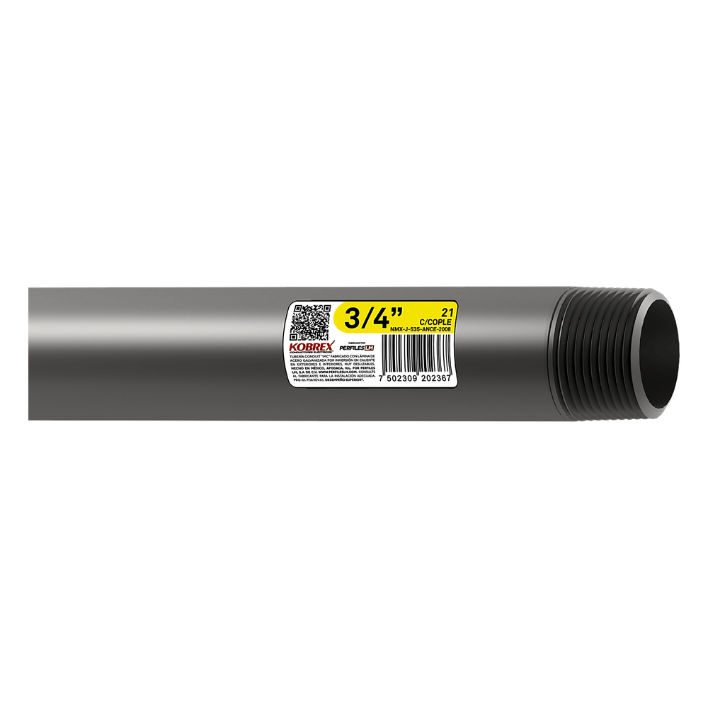Tubo Conduit Pared Gruesa de Acero Galvanizado de 1 1/4" x 3 m / Recubrimiento Zinc Interior y Exterior / Inmersión en Caliente / Etiqueta Amarilla / NMX-J-535-ANCE