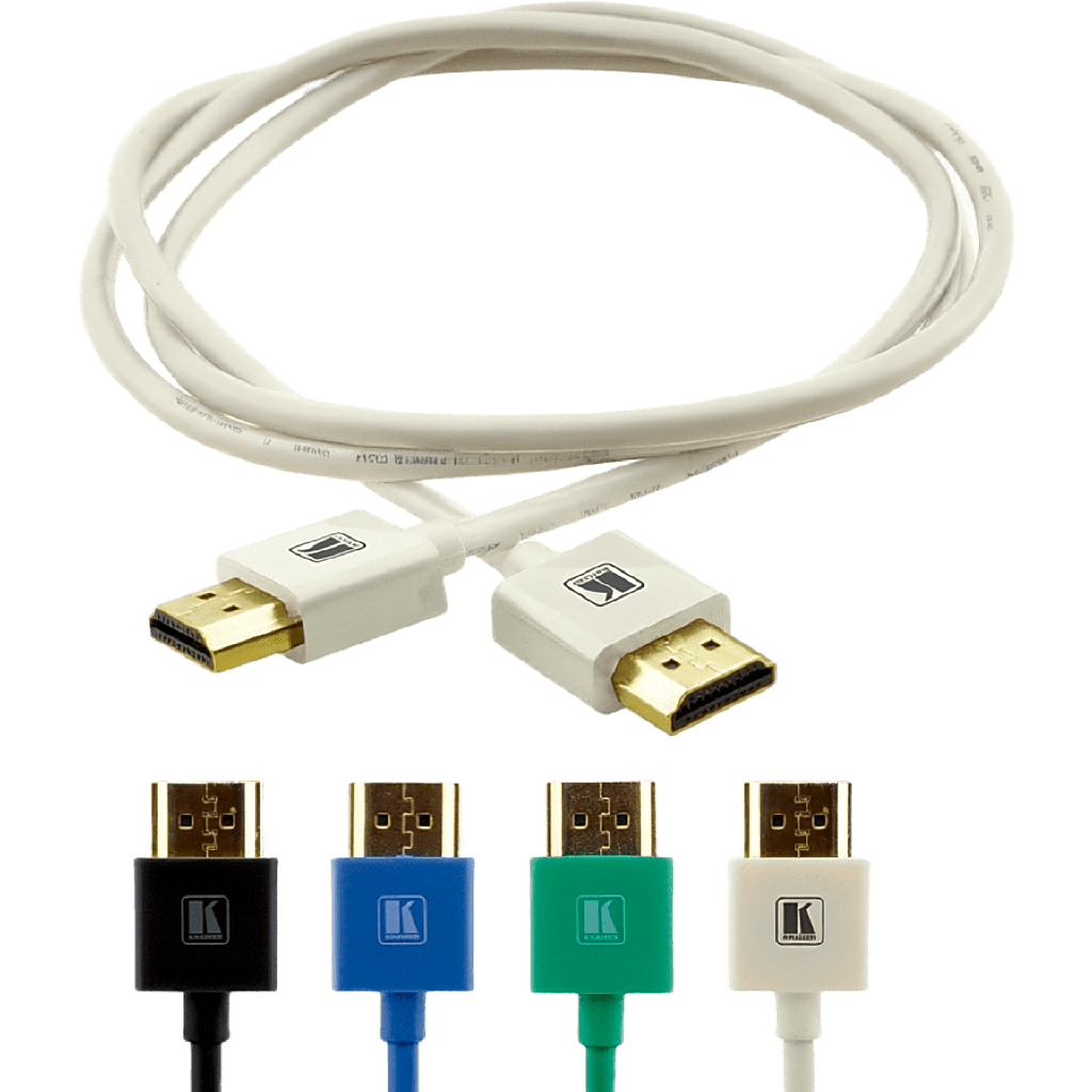 Cable HDMI Ultra Delgado Alta Velocidad con Ethernet | 4K@60Hz (4:4:4) | 18Gbps | Conector HDMI Delgado 16 mm (0.63 in) | Radio de Curvatura 36 mm (1.42 in) | Triple Blindaje | Conectores Chapados en Oro 24K | 1.8 m | Blanco