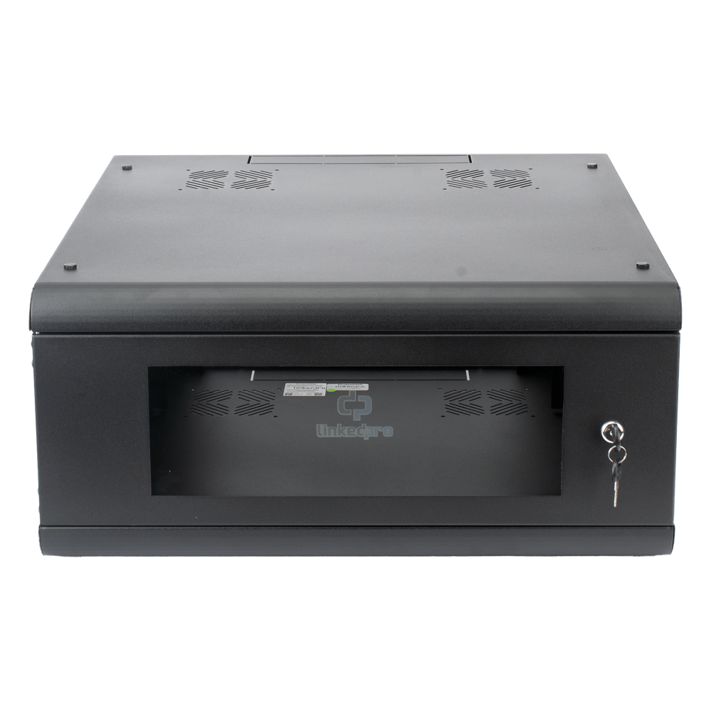 Gabinete de Pared con Puerta de Cristal Templado, 635mm de Profundidad, 4U Rack de 19'', Acero Reforzado