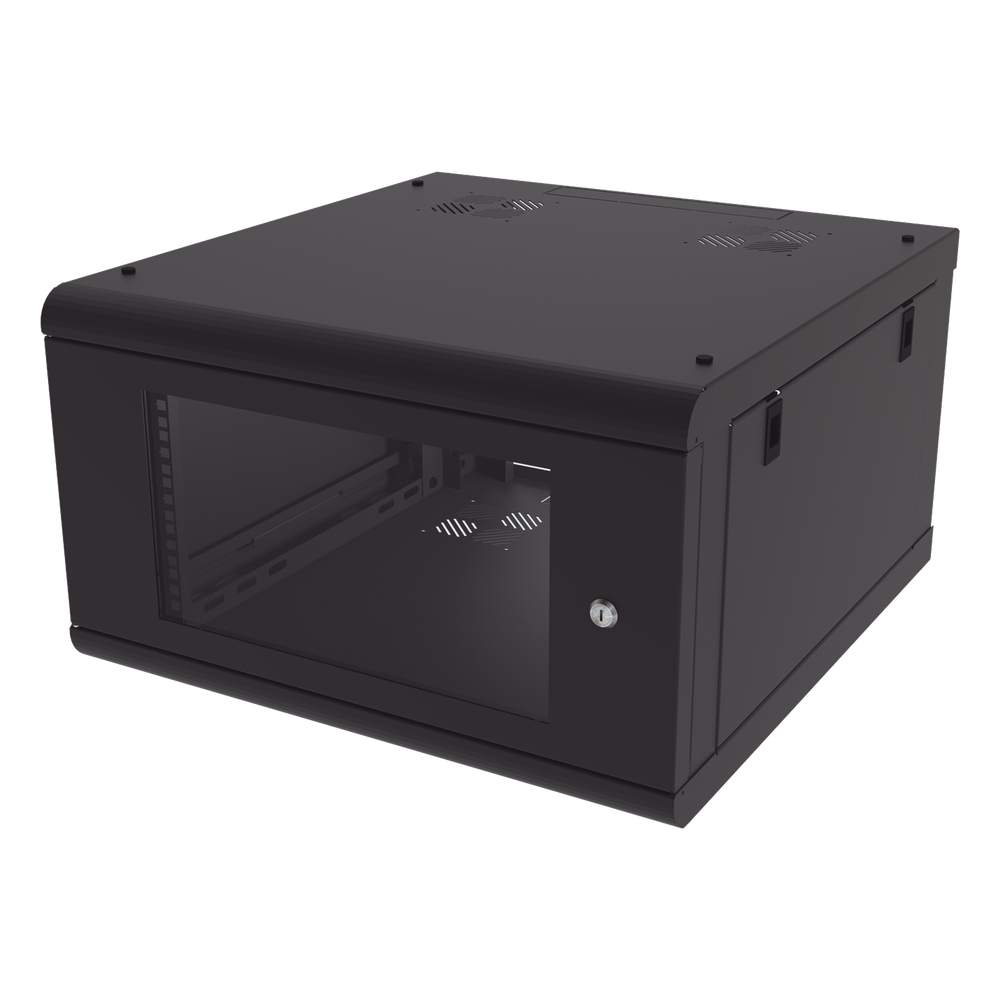 Gabinete de Pared con Puerta de Cristal Templado, 635 mm de Profundidad, 6U Rack de 19 in, Acero Reforzado