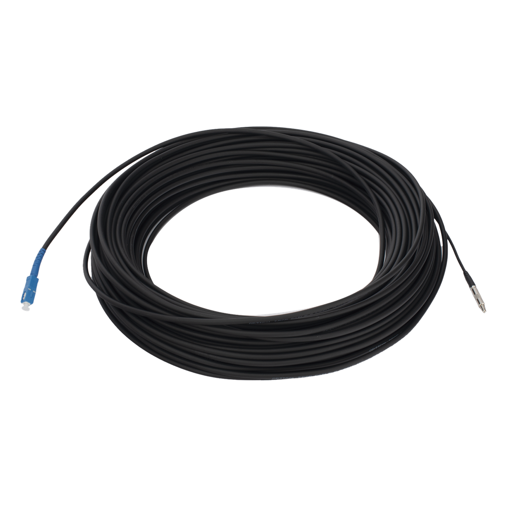 Rollo de Fibra Óptica Drop Redonda G657A2 Monomodo Simplex de 50 Metros (164 Pies) con Conectores SC/UPC-SC/UPC para Instalaciones Aéreas, Subterráneas o a la Intemperie