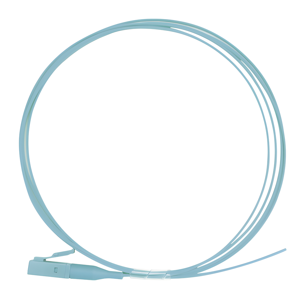 Pigtail de Fibra Óptica Simplex LC, PVC, OM4 50/125, Aqua, 1 Metro (3.28 Pies)