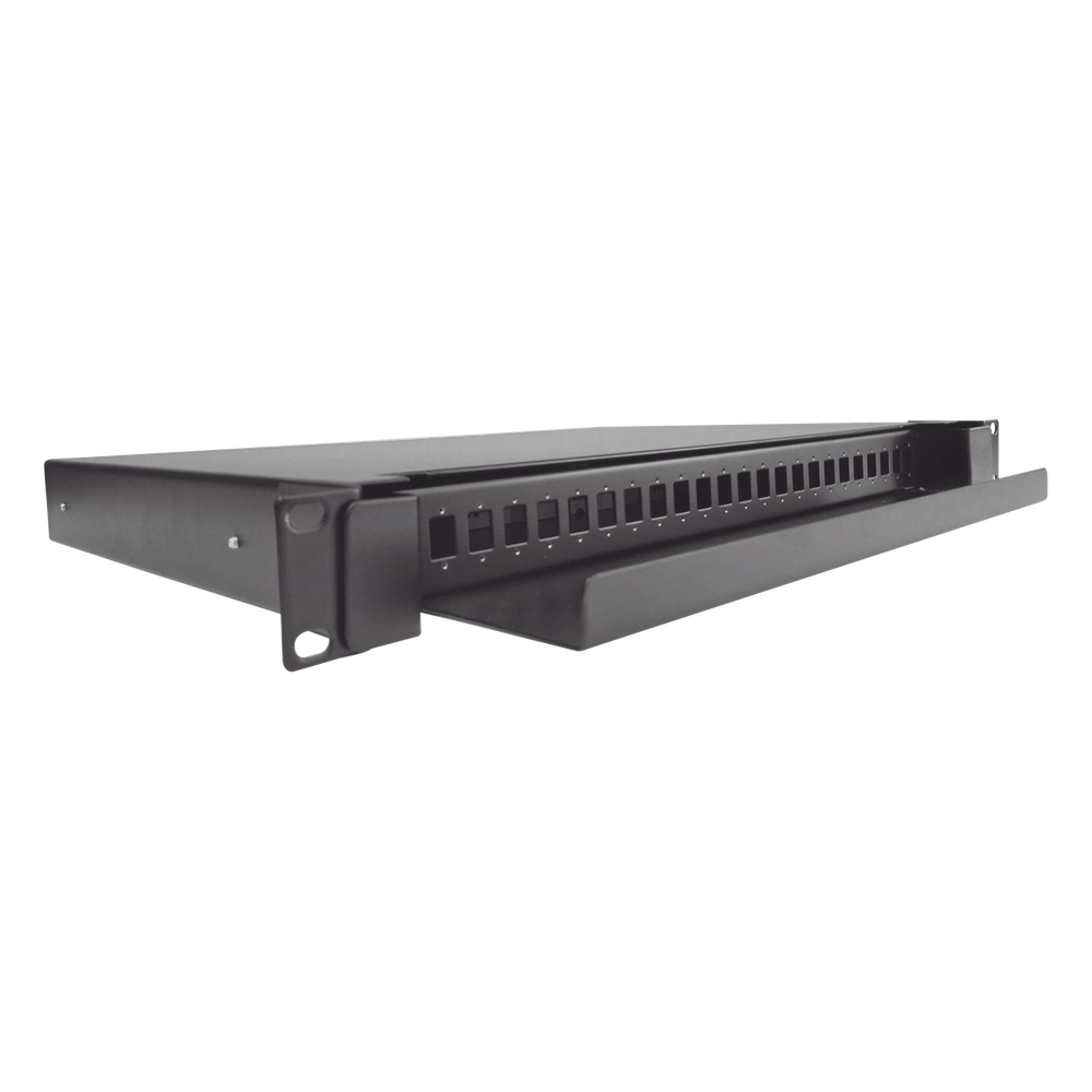 Distribuidor de Fibra Óptica Deslizable, Vacío, 19 Pulgadas (48.26 cm), Acepta 24 Adaptadores LC Duplex o LC Simplex o 24 SC Simplex, 1U