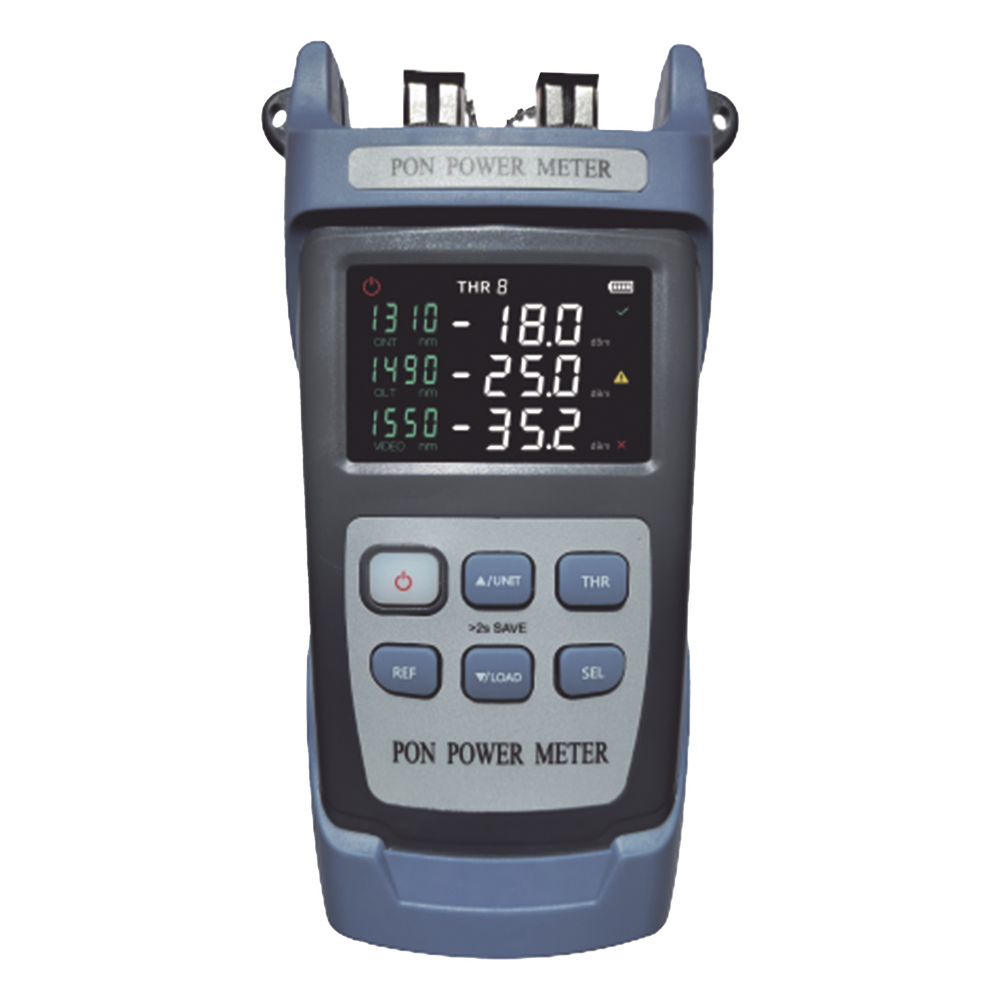 Medidor de Potencia Óptica (OPM) para Fibra Óptica en Redes FTTx / Soporta 3 Longitudes de Onda: 1310nm, 1490nm y 1550nm / Rango de Medición de -40 a 25dBm