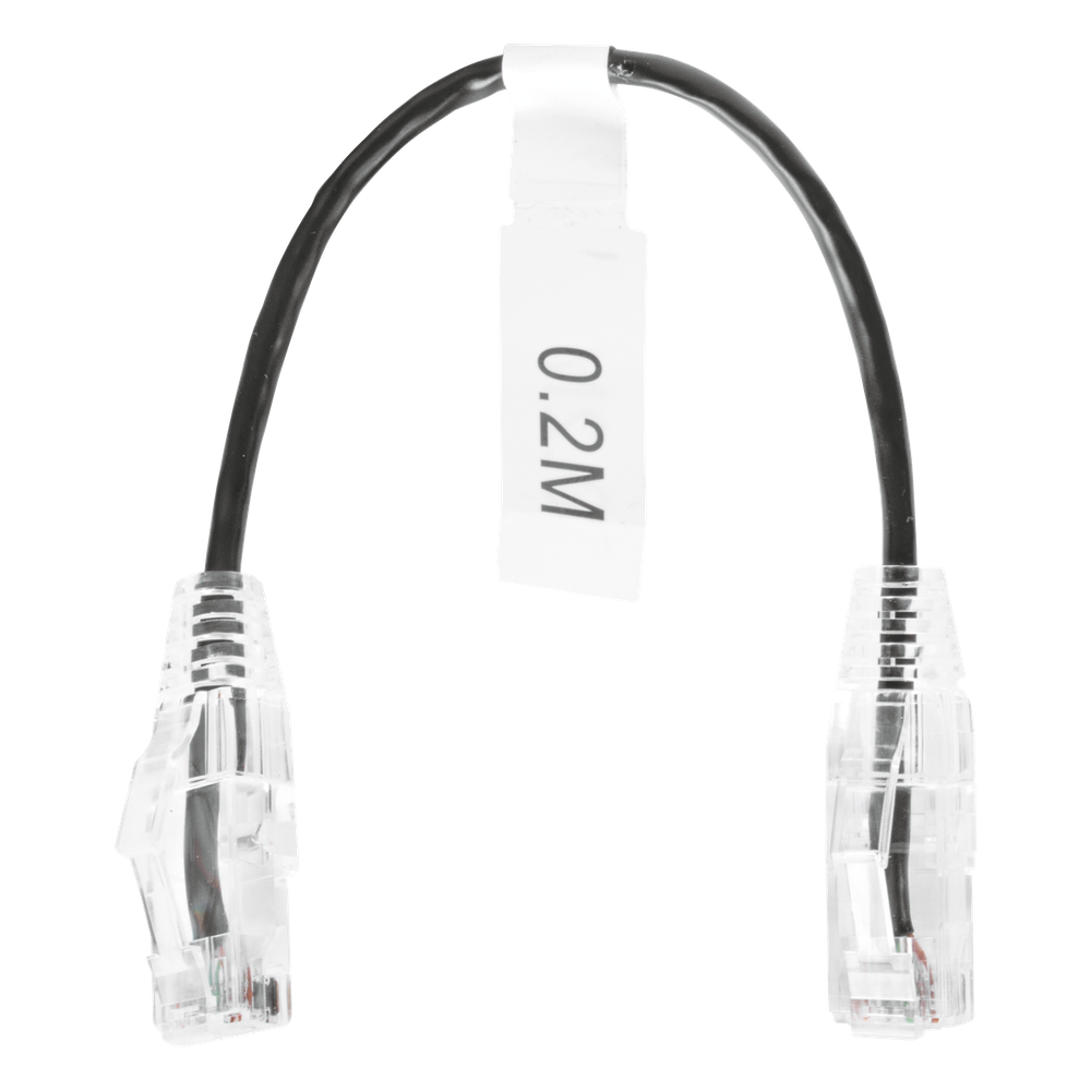 Cable de Parcheo Slim UTP Cat6 - 20 cm (7.87 Pulgadas) Negro Diámetro Reducido (28 AWG)