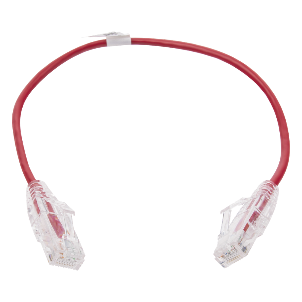 Cable de Parcheo Slim UTP Cat6 - 30 cm (11.81 Pulgadas) Rojo Diámetro Reducido (28 AWG)