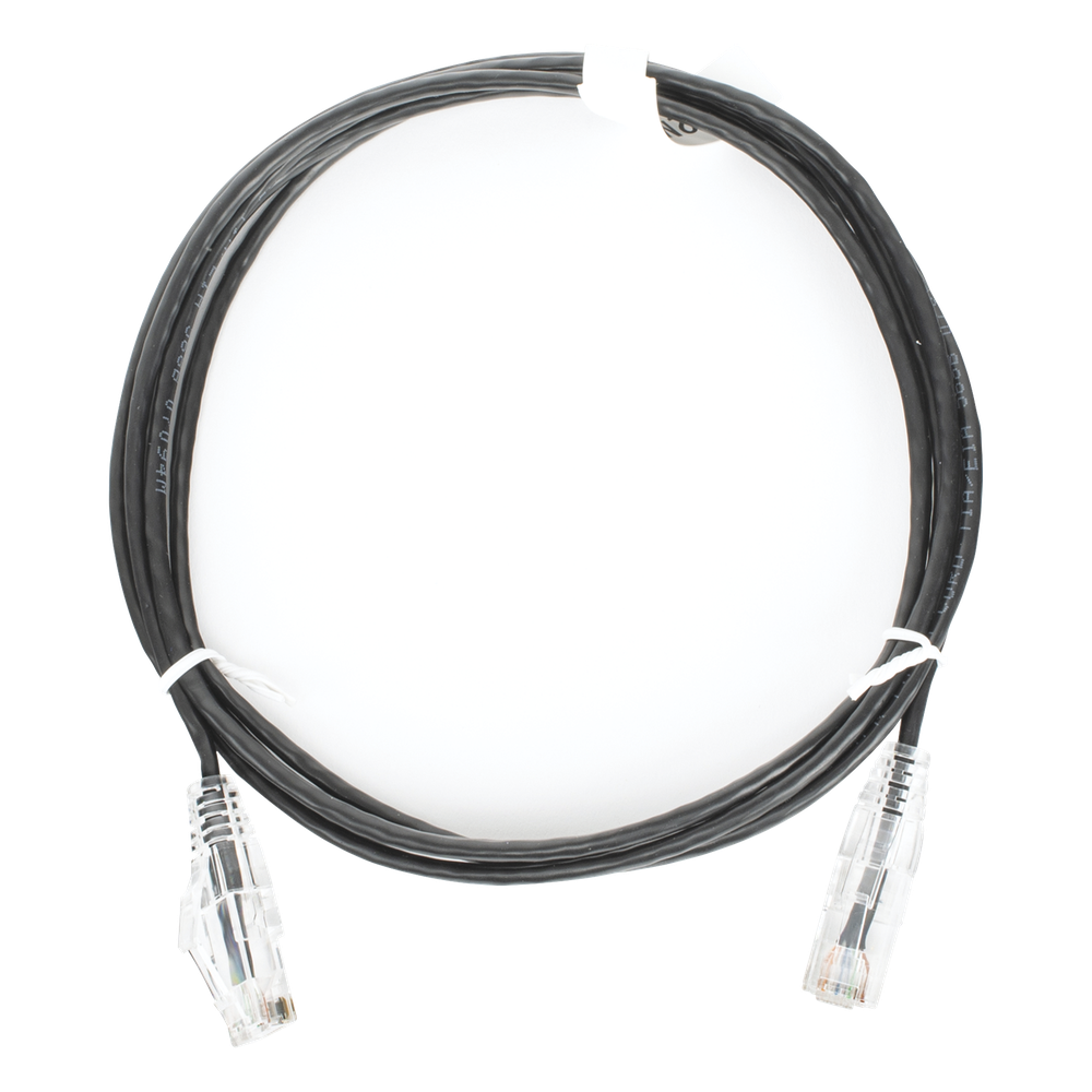 Cable de Parcheo Slim UTP Cat6 - 2 Metros (6.56 Pies) Negro Diámetro Reducido (28 AWG)