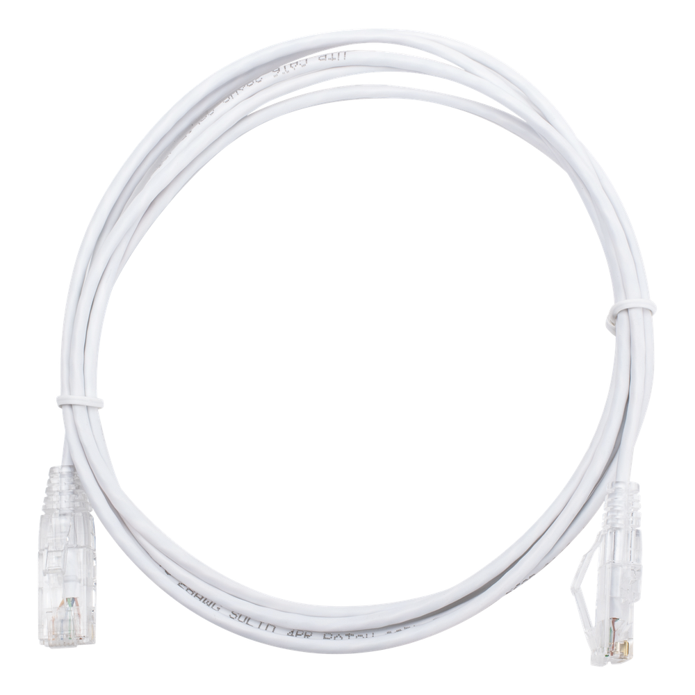 Cable de Parcheo Slim UTP Cat6 - 2 Metros (6.56 Pies) Blanco Diámetro Reducido (28 AWG)
