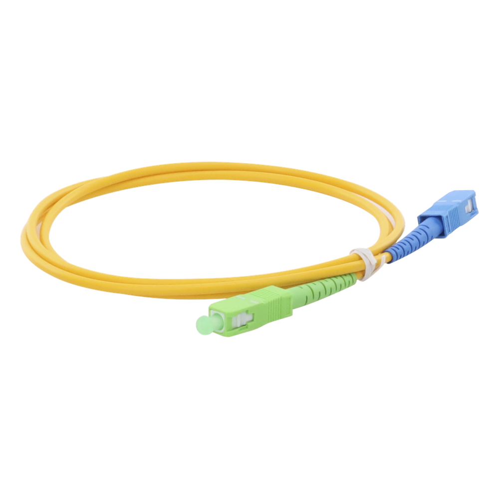 Jumper de Fibra Óptica Monomodo SC/APC-SC/UPC Simplex de 1 Metro (3.28 Pies), 3mm