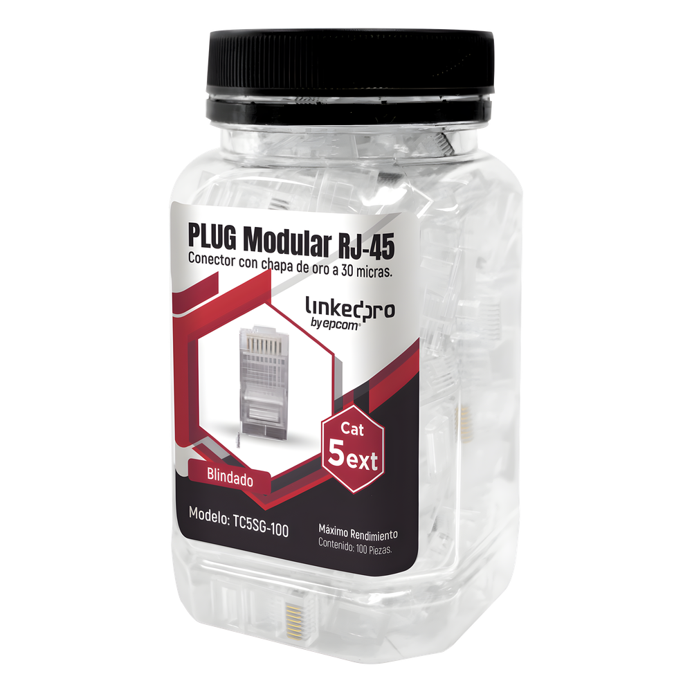 Bote con 100 Piezas de Plug Modular RJ45 Cat5e LINKEDPRO TC5SG-100