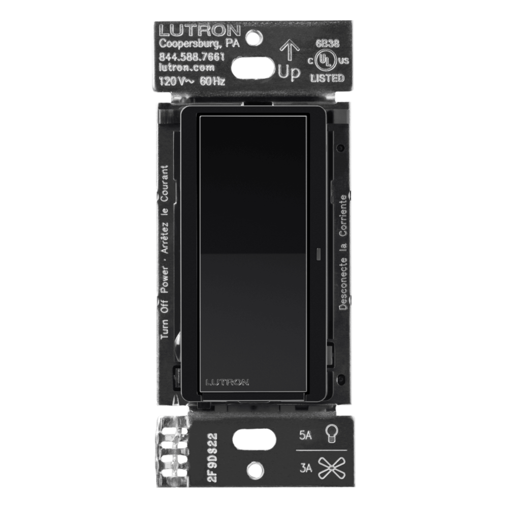 Interruptor de pared inteligente Claro on/off, 120 V con neutro, 5 A en LED y 600 W incandescente, funciona con control Pico y Smart Hub Caseta Wireless, color negro