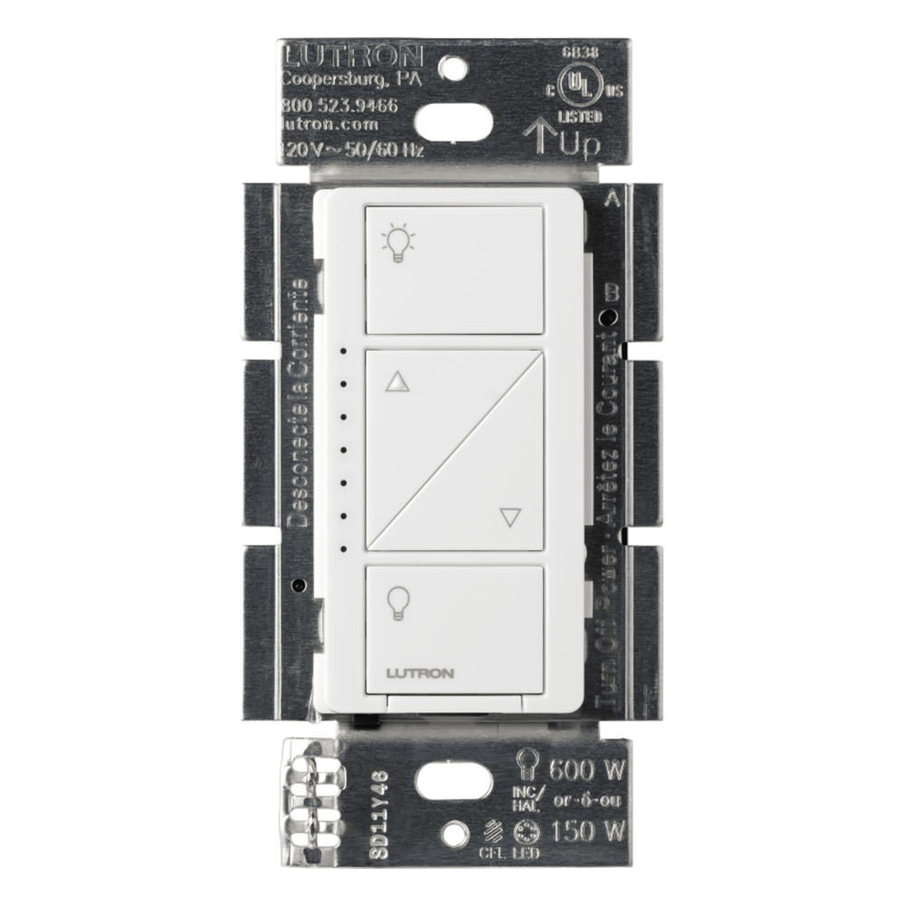 Atenuador de pared inteligente Caseta Wireless PRO de 120 V, 250 W LED / 1000 W incandescente-halógeno, neutro opcional, compatible con controles Pico y Smart Bridge