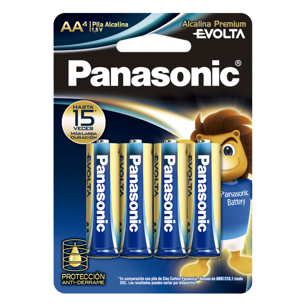 Batería Alcalina AA 1.5V EVOLTA PANASONIC LR6EGL/4B – Paquete 4 baterías