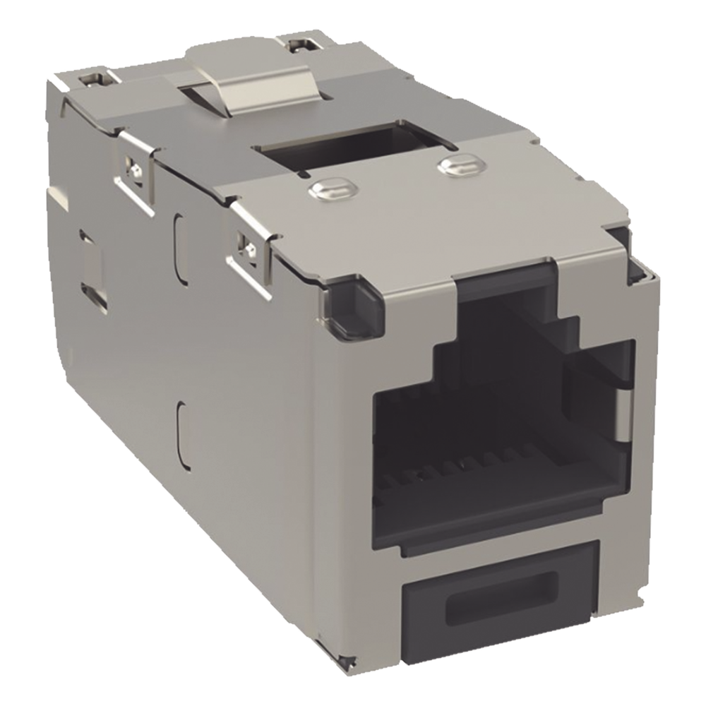 Conector Jack RJ45 Blindado, Estilo TG, Mini-Com, Categoría 6, de 8 Posiciones y 8 Cables, Color Negro