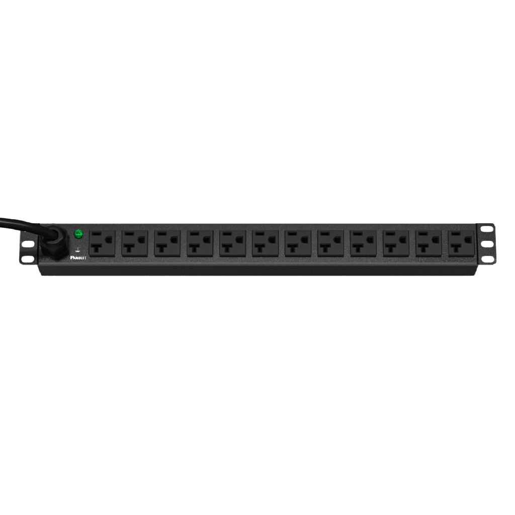 [E12B19M] PDU ES2P Básico para Distribución de Energía, Enchufe de Entrada NEMA 5-20P, Con 12 Contactos NEMA 5-20R, Instalación Horizontal de 19in, 1UR, 20 Amp, 120 Vca