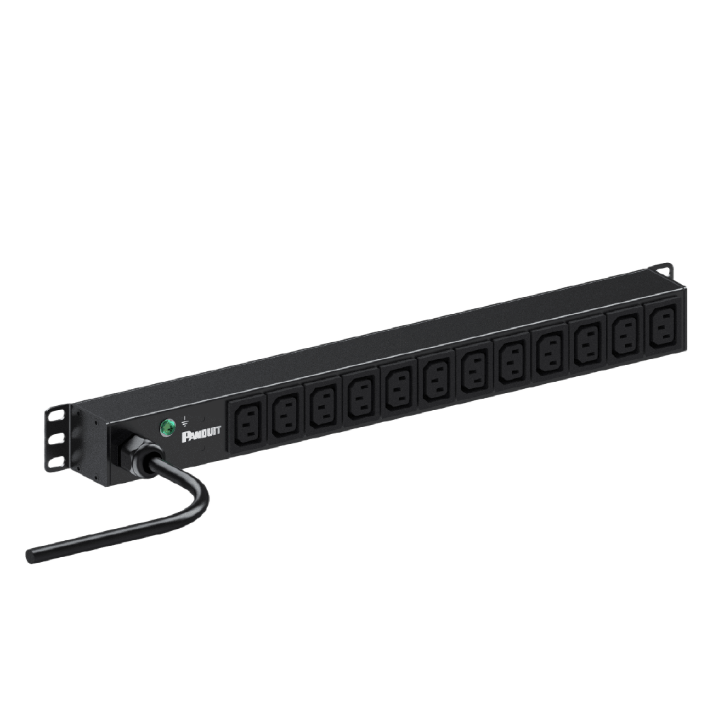 [E12B46M] PDU ES2P Básico para Distribución de Energía, Enchufe de Entrada NEMA L6-20P, Con 12 Contactos C13, Instalación Horizontal de 19in, 1UR, 20 Amp, 220 Vca