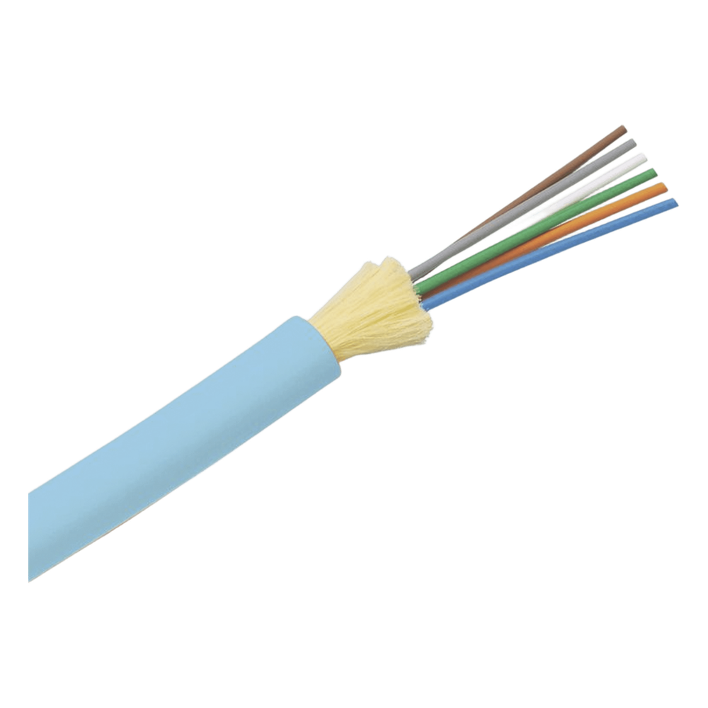 Cable de Fibra Óptica de 6 Hilos, Multimodo OM4 50/125 Optimizada, Interior, Tight Buffer 900um, No Conductiva (Dieléctrica), OFNP (Plenum), Precio Por Metro