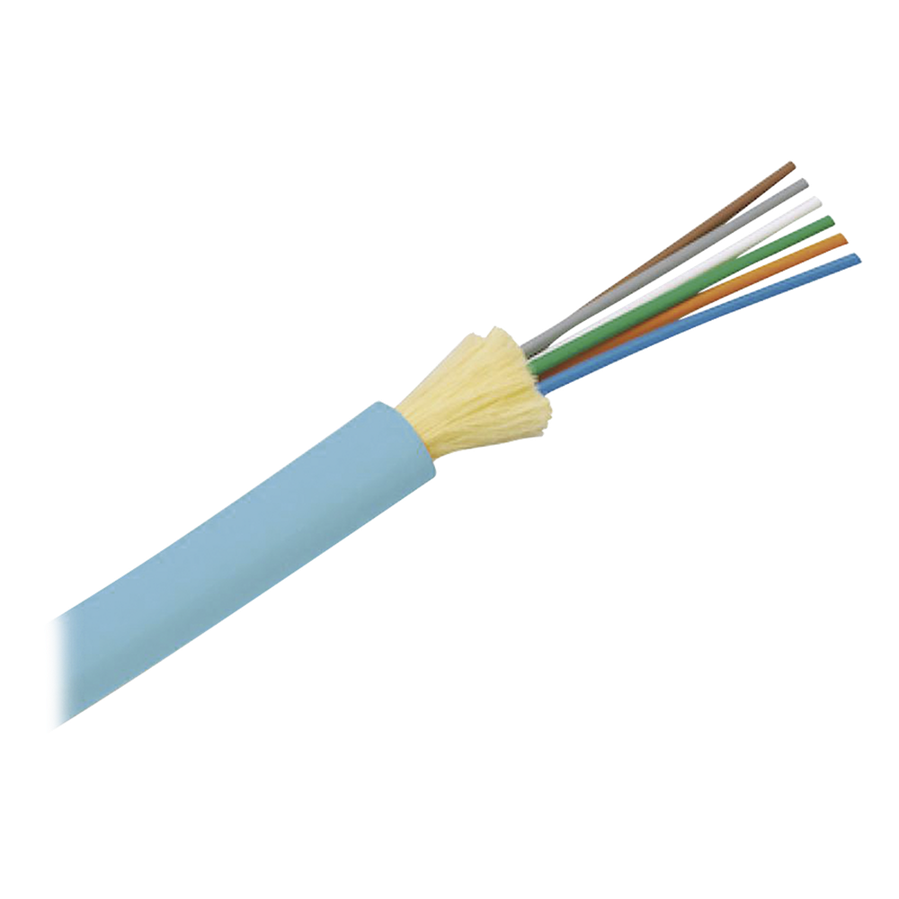 Cable de Fibra Óptica de 12 Hilos, Multimodo OM4 50/125 Optimizada, Interior, Tight Buffer 900um, No Conductiva (Dieléctrica), OFNR (Riser), Precio Por Metro