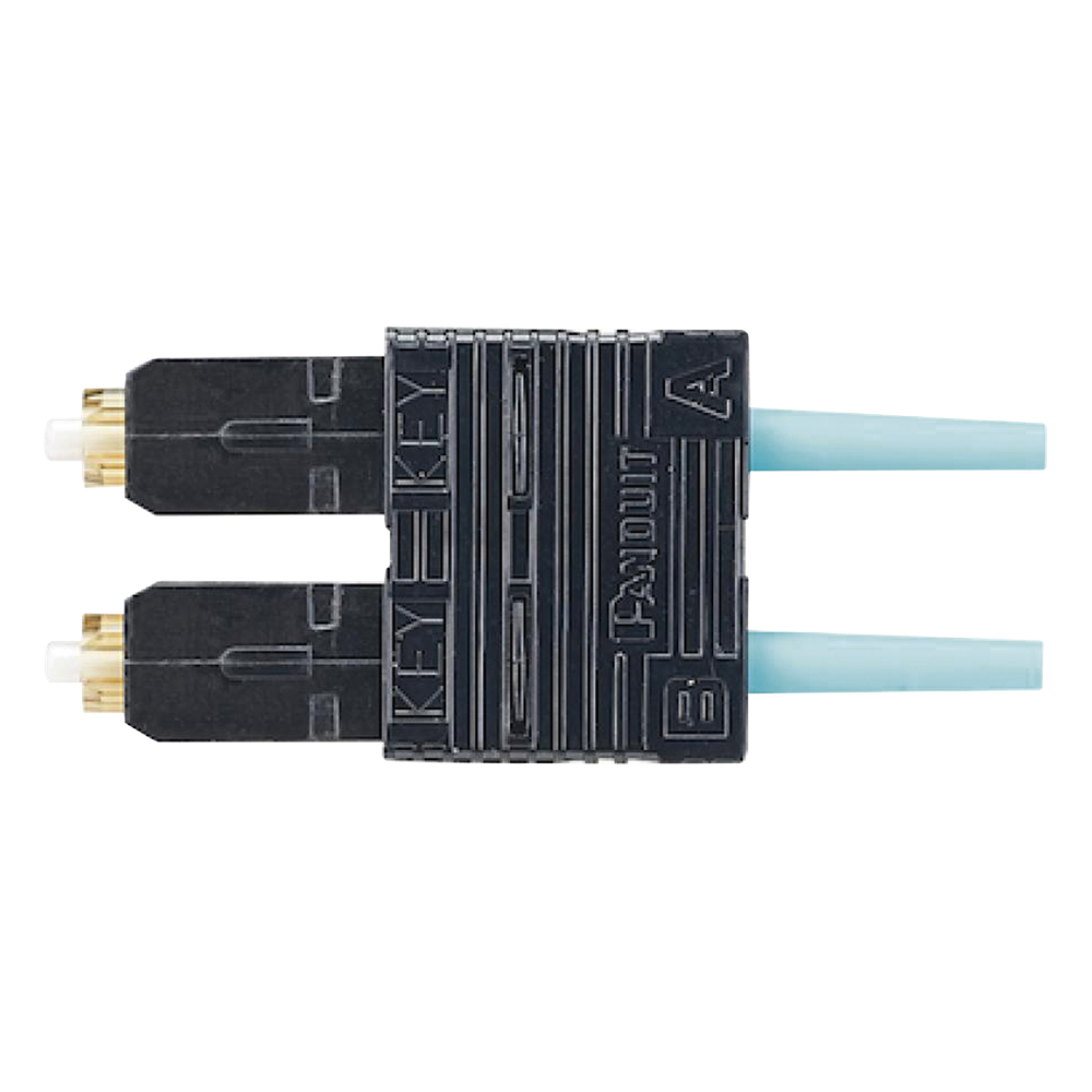 Conector de Fibra Óptica SC Duplex OptiCam, Multimodo 50/125 OM3/OM4, Pre-pulido, Color Aqua