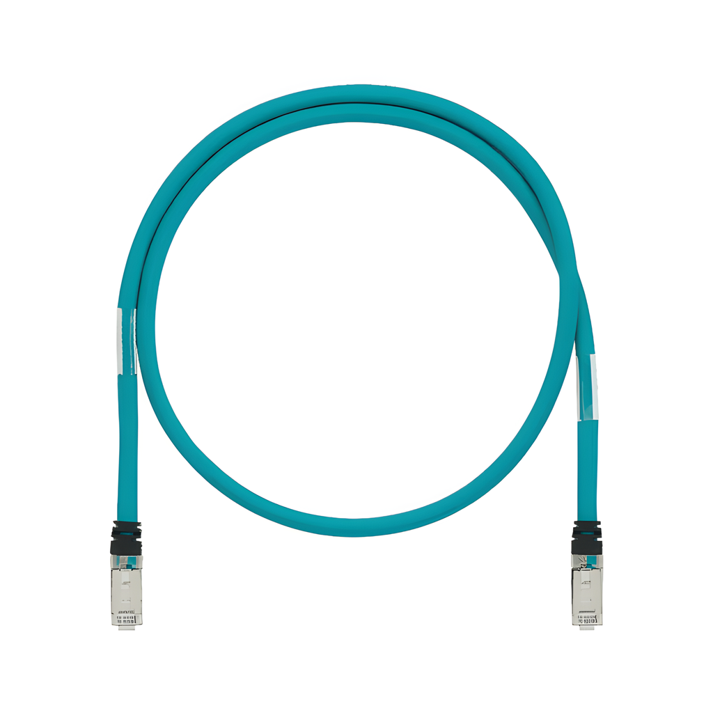 Patch Cord Cat6A de Grado Industrial 600V, Blindado SF/UTP, Calibre 26 AWG, Color Aqua, 7 Metros (22.97 Pies)
