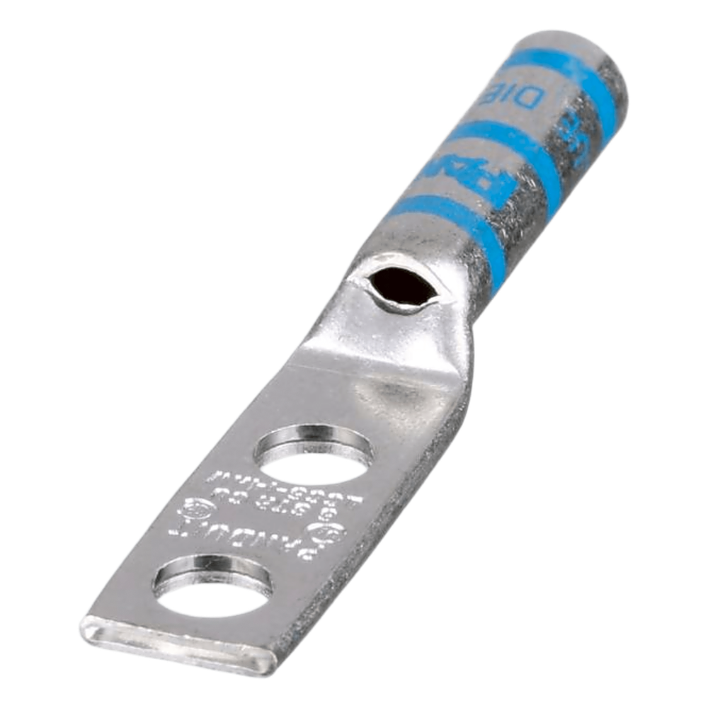 Zapata de compresión LCC6-14AW-L para cal. 6 Awg, Doble barreno para tornillo prisionero de 1/4, Espaciado de orificio 16mm, 1 Pz