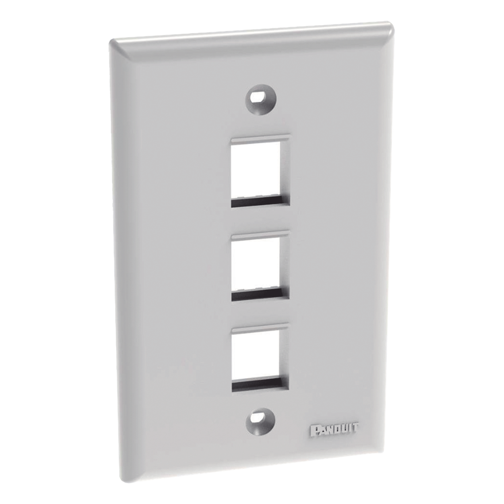 Placa de Pared NetKey Vertical, Salida Para 3 Puertos Keystone, Color Blanco